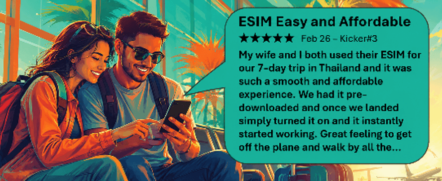 Travelers staying connected with LandmarX eSIM